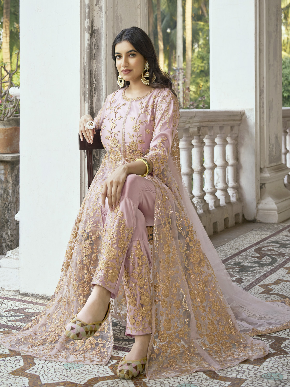 Floor Touch Gown Heavy Embroidered Eid Collection online in USA