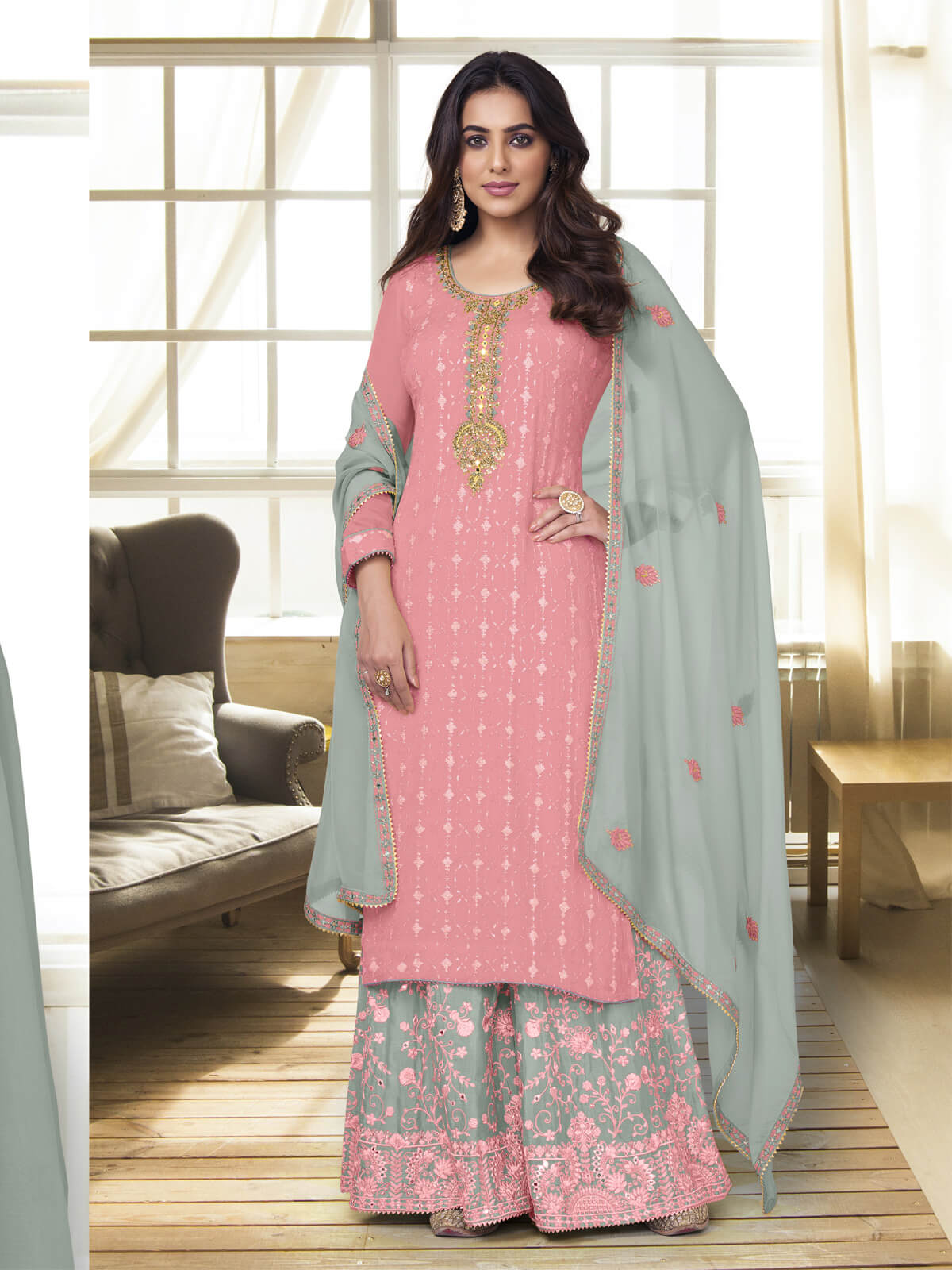 Festival Collection Embroidered Palazzo Suits Online in Canada USA UK Australia New Zealand France Mauritius