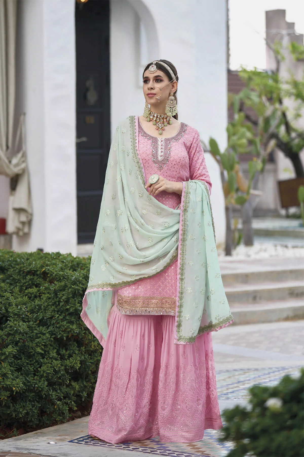 Pakistani Style Sharara Lehenga Suits online in Canada USA UK Australia New Zealand France Mauritius