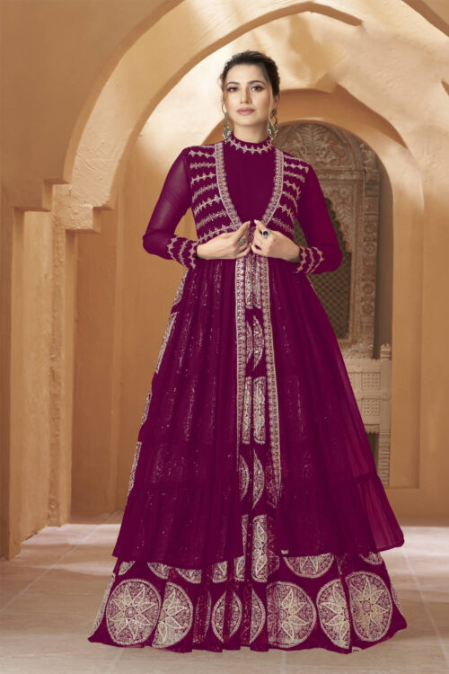 Floor Touch Anarkali Gown with Jacket Style online in Canada USA UK Australia New Zealand France Mauritius