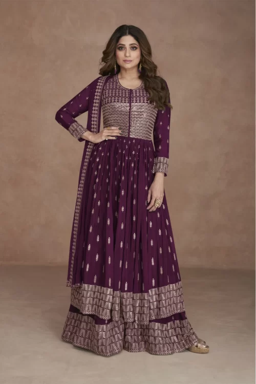Palazzo Suit with Long Embroidered Shirt online in Canada USA UK Australia New Zealand France Mauritius