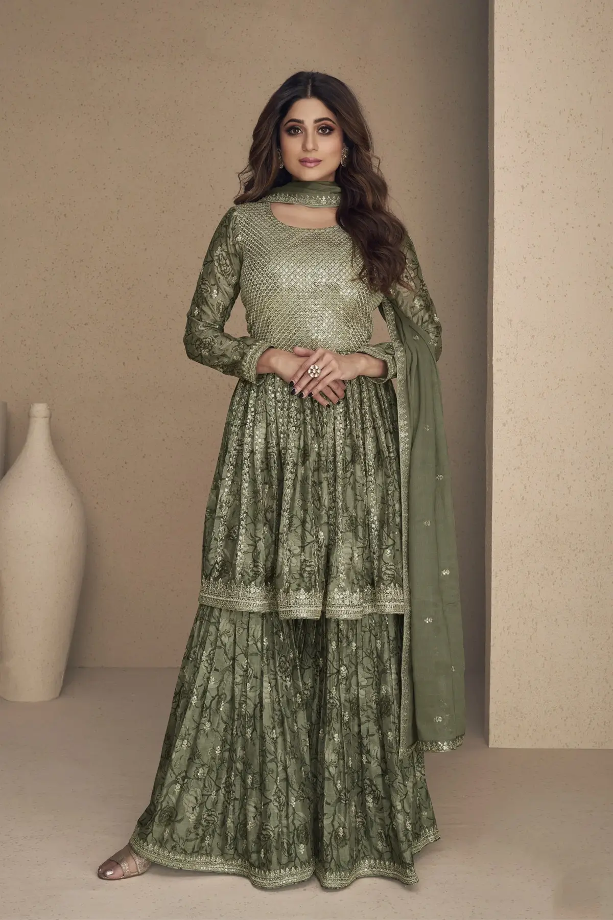 Palazzo Suit with Embroidered Shirt online in Canada USA UK Australia New Zealand France Mauritius