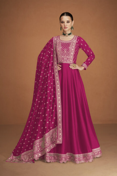 Floor Touch Anarkali Gown in Silk online in Canada USA UK Australia New Zealand France Mauritius Germany and World wide....
