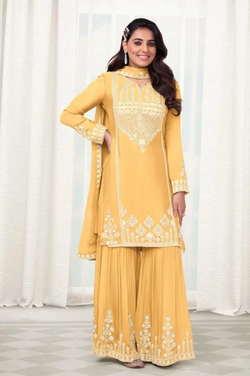 Chinon Embroidered Palazzo Suits online in USA UK India Canada Australia