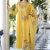 yellow Pure Mal Cotton With Embroidery Summer Suits online