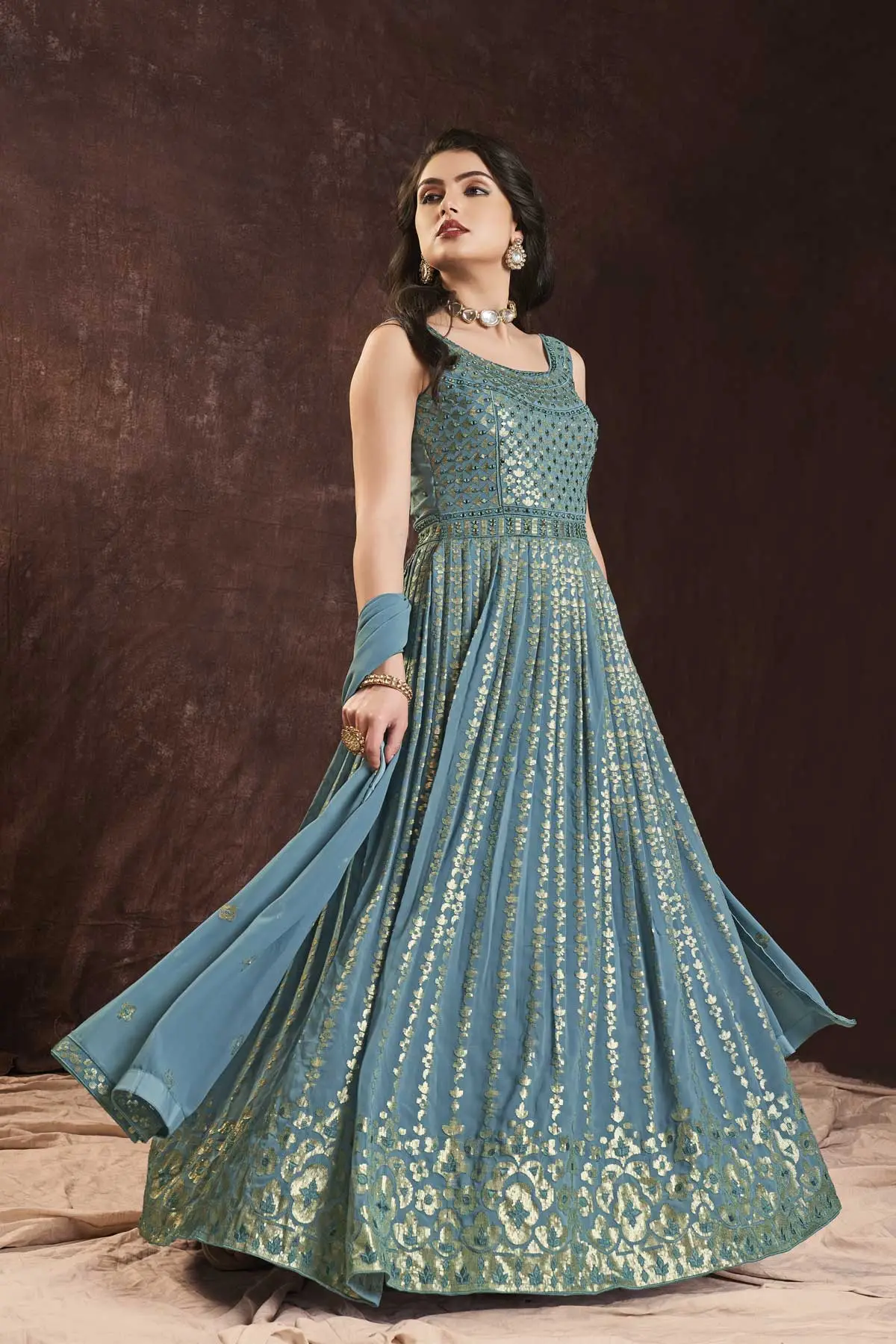 Mehendi-haldi-sangeet Functions Wear Floor Touch Anarkali Gown Suits Heavy  Embroidery Work Indian Pakistani Wear Long Anarkali Dupatta Dress - Etsy  Norway