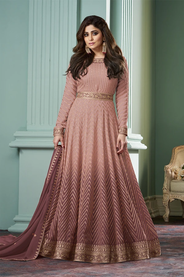 Functions Wear Lucknowi Embroidered Anarkali Gown | Sangeet Roka Dress